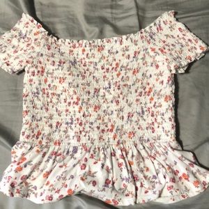 JUNIORS multicolor off the shoulder blouse